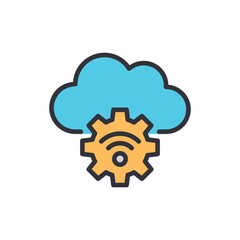 Depiction Of Networked Data Cloud With Gear Symbol On Transparent Background