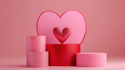 Pink and red heart-shaped display stand
