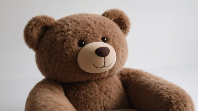 Brown fluffy Teddy bear shaped as an armchair