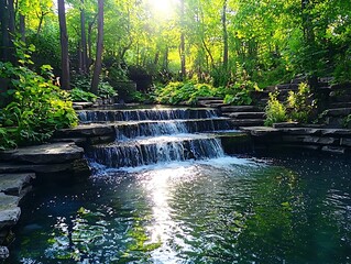 Obraz premium Forest Waterfall Cascade