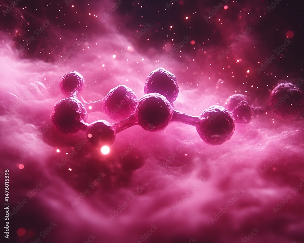 Wall mural abstract rendering of molecules floating in a cosmic nebula