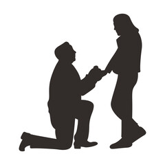 Romance Couple Silhouette. Isolated on White Background. Vector Illustration.