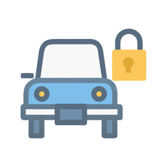 Obraz premium Stylized car icon with padlock representing vehicle security