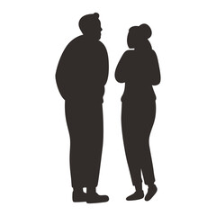 Romance Couple Silhouette. Isolated on White Background. Vector Illustration.