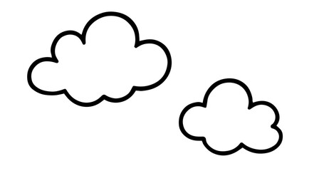 Outline illustration of two cartoon clouds , sky 