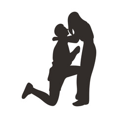 Romance Couple Silhouette. Isolated on White Background. Vector Illustration.