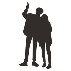 Romance Couple Silhouette. Isolated on White Background. Vector Illustration.