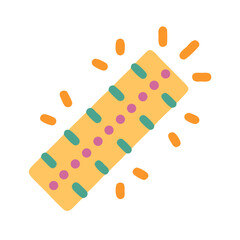 Isolated, flat illustration of a decorated, sparkling cracker on black