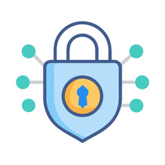 Digital security lock with connected nodes and dark background