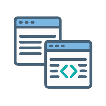 Two web browser windows, one showing code symbol
