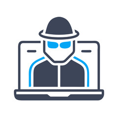 Cyber Security Hacker Icon Stealing Data From Laptop