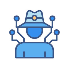 Blue hacker with interconnected dots on black background image