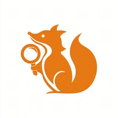 Obraz premium Orange Fox Holding Magnifying Glass Research Investigation Discovery Concept Illustration