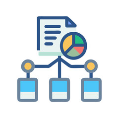 Data analysis flow chart with information and results report