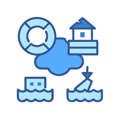 Obraz premium Coastal Safety Iconography Representing Risks and Emergency Preparedness