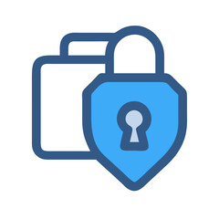 Digital folder icon protected by shield lock security concept