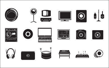 media icons set