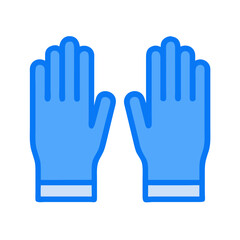 Pair of blue work gloves against a black background