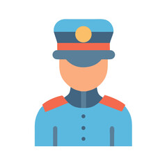 Flat vector art of cartoon police officer icon