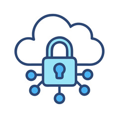 Cloud computing security lock network connection illustration on black