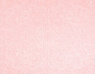 A soft pink wallpaper adorned with elegant white swirls, creating a whimsical and inviting atmosphere perfect for a cozy room or nursery.