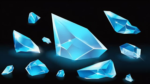 Crystals scattered on dark background