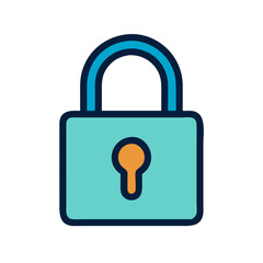 Simple vector illustration of a blue and teal padlock