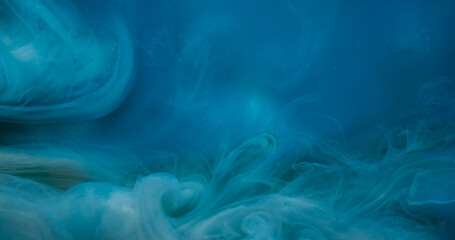 Abstract mist. Drop ink. Defocused blue color cloud paint texture in water mix chemical liquid floating on creative art background.