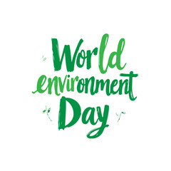 Vibrant green calligraphy celebrating world environment day illustration