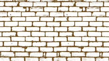 Close up of a white brick wall with dark brown grout in a horizontal full frame shot for backgrounds