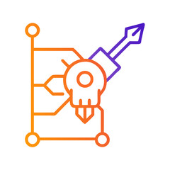 Cybersecurity threat concept with skull key and circuit board