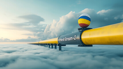 Gas Pipeline with Geopolitics, Balance, and Clouds.