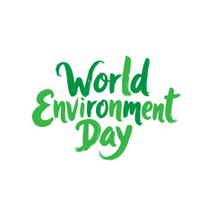 Vibrant green typography celebrating world environment day illustration