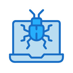 Obraz premium Blue bug on laptop screen indicating cybersecurity threat
