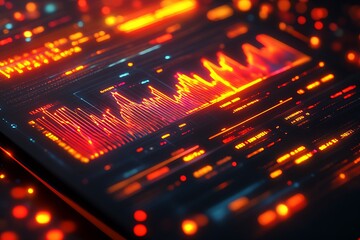 Digital display showcases vibrant data analysis of intricate financial information