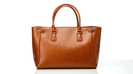Elegant brown handbag with textured finish and sturdy handles.