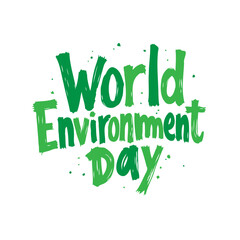 Fototapeta premium Vibrant green brush lettering for world environment day celebration message