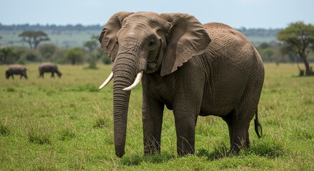 Obraz premium Elephant in Grassy Field