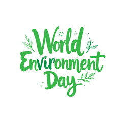 Celebrating World Environment Day with Green Typography and Floral Accents