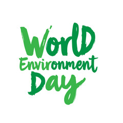 Celebration of World Environment Day with Green Brush Painted Typography