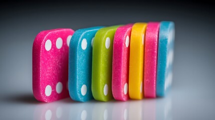 Colorful Dominoes Cascade Abstract Game Concept.