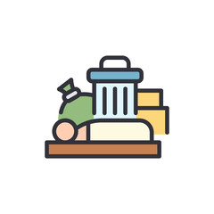Iconic Representation Of Waste Management With Environment Protection Idea