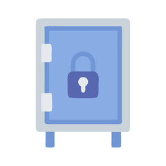 Blue safe box with lock icon on black background