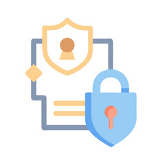 Digital file security featuring a lock and shield icon