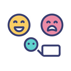 Fototapeta premium Emoji communication: Happy face, sad face, and neutral message