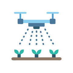 Drone spraying water on plants agriculture technology concept