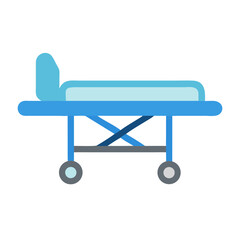 Flat design illustration of a blue hospital stretcher