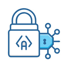 Cybersecurity concept padlock with microchip illustrates data protection