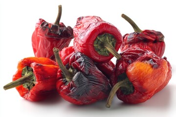Charred red peppers winter reserves set against a white backdrop