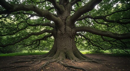 Obraz premium Large Tree with Many Branches and Roots